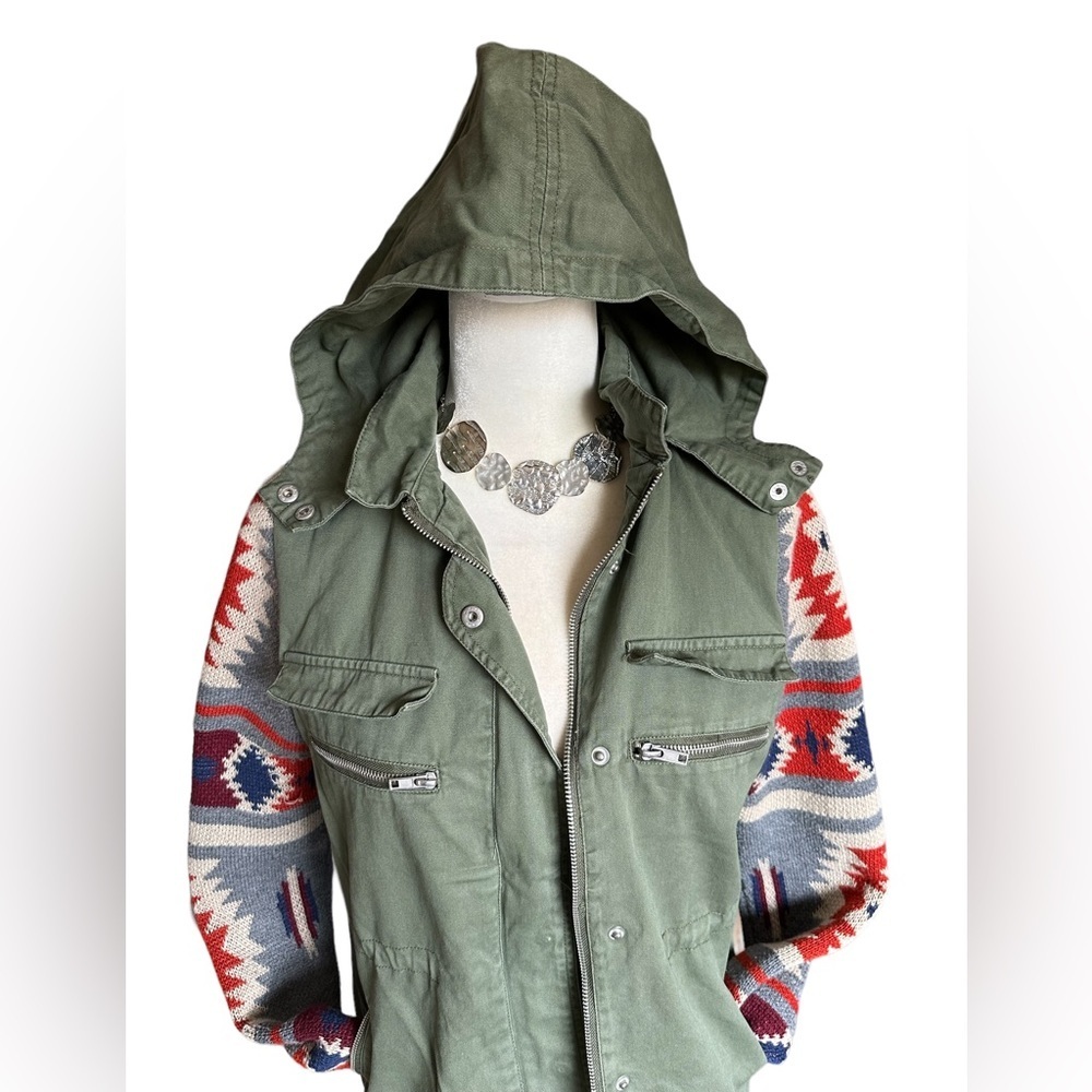 Thread & Supply Casual Military Green Hooded Jacket